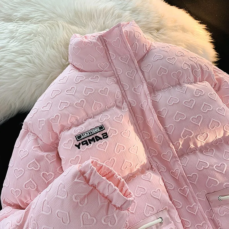 Winter Love Stand Collar Cotton Jacket Women Harajuku Fashion Casual Multi Functional Pocket Zipper Thickened Bread Down Jackets
Winter Love Stand Collar Cotton Jacket Women Harajuku Fashion Casual Multi Functional Pocket Zipper Thickened Bread Down Jackets