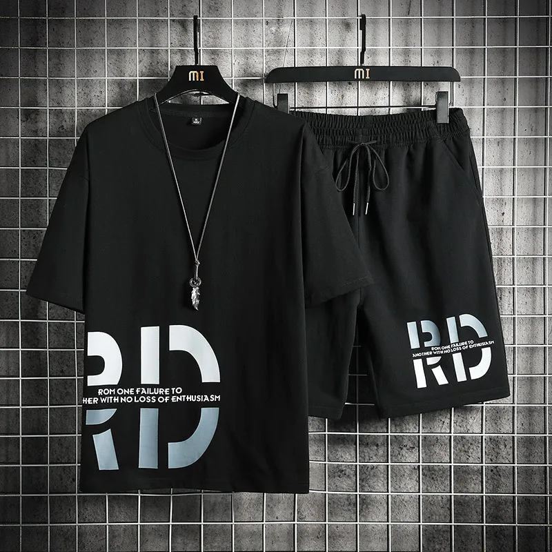 New Summer Men Tracksuits 2 Piece Short Sleeve Suits Fashion Streetwear Hip Hop T-shir Short Pants Student Husband Sport Sets
New Summer Men Tracksuits 2 Piece Short Sleeve Suits Fashion Streetwear Hip Hop T-shir Short Pants Student Husband Sport Sets
