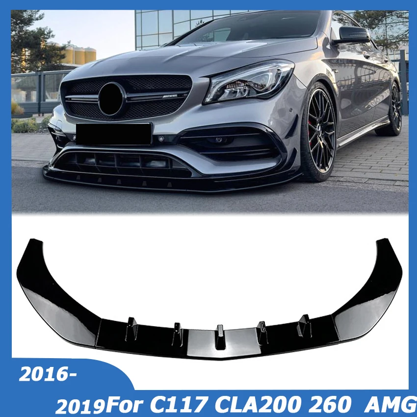 

For Mercedes Benz CLA Class C117 CLA200 260 CLA45 AMG 2016-2019 Front Bumper Lip Spoiler Side Splitter Canard Cover Car Tuning