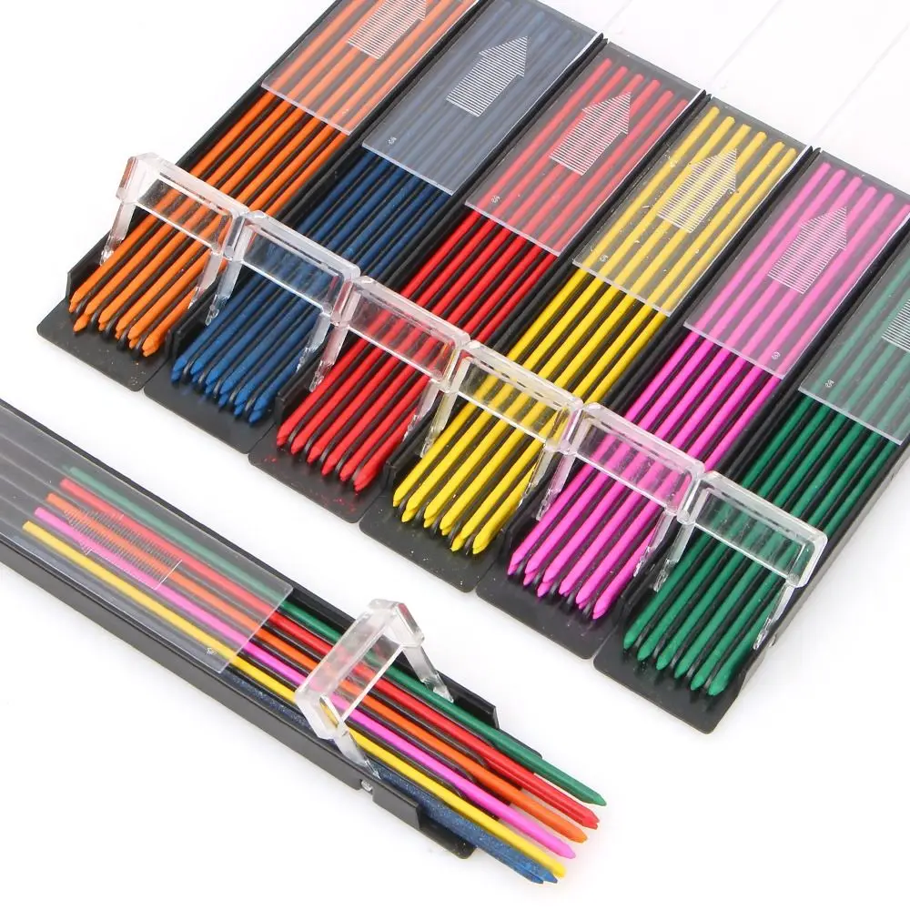 

12PCS/Box 2.0mm HB Multi-color Mechanical Pencil Lead Automatic Pencil Replacement Refill School Art Sketch Drawing Supplies