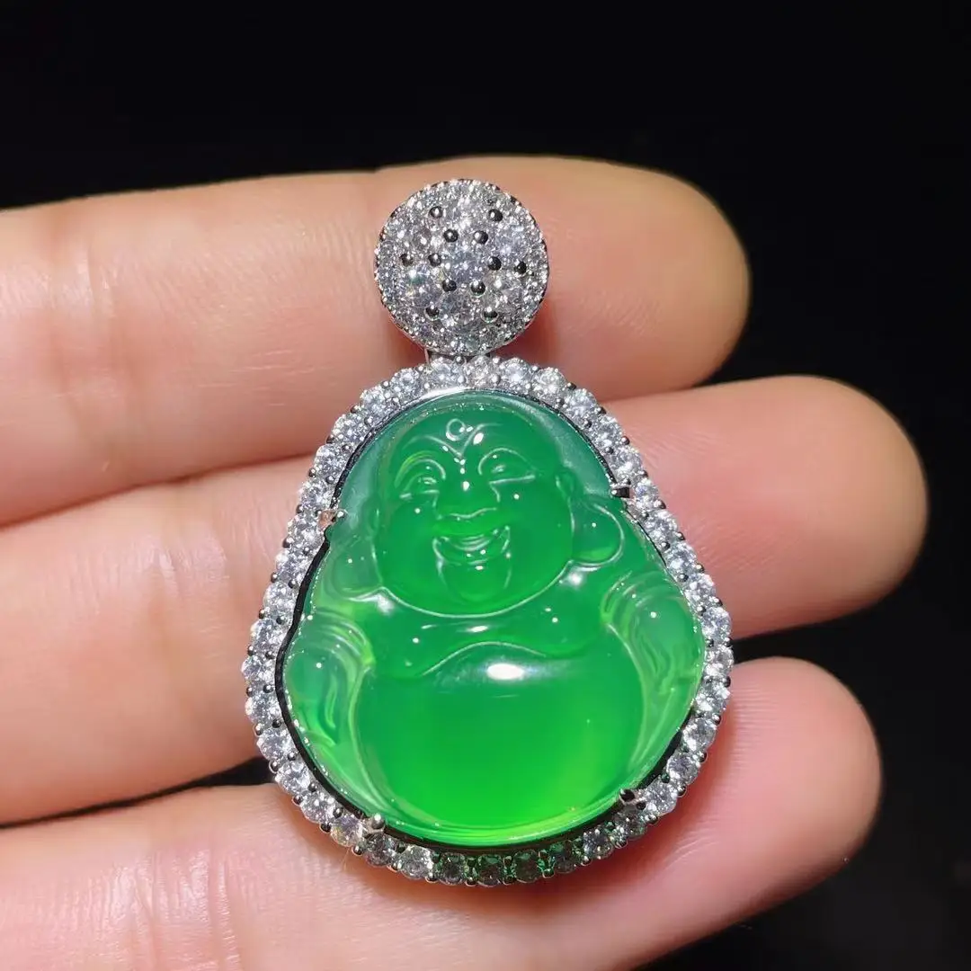 free shipping Wholesale full diamond inlaid high ice chalcedony Buddha Buddha pendant green agate jade necklace gifts men women
free shipping Wholesale full diamond inlaid high ice chalcedony Buddha Buddha pendant green agate jade necklace gifts men women