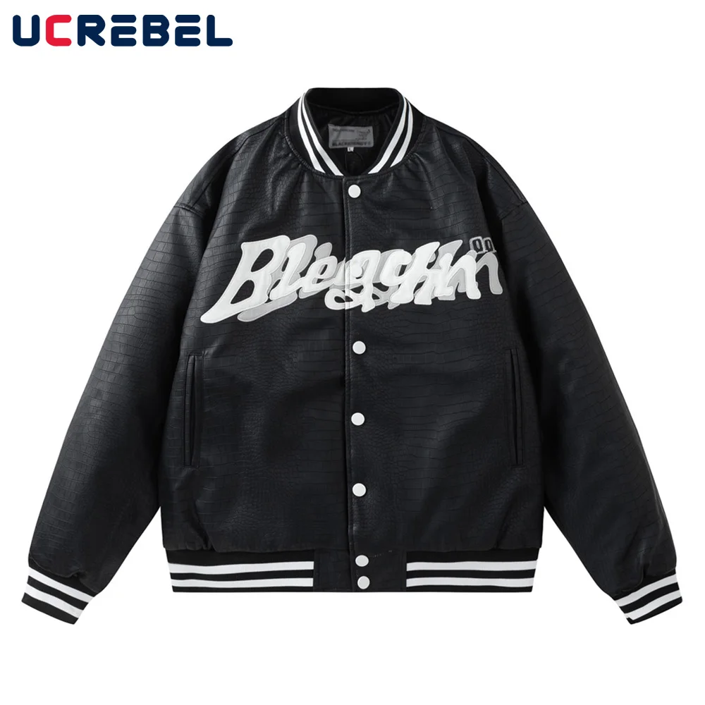 Letter Embroidery Padded Jacket Mens Winter Thick Streetwear Stand Collar Long Sleeve Spliced Leather Jacket
Letter Embroidery Padded Jacket Mens Winter Thick Streetwear Stand Collar Long Sleeve Spliced Leather Jacket