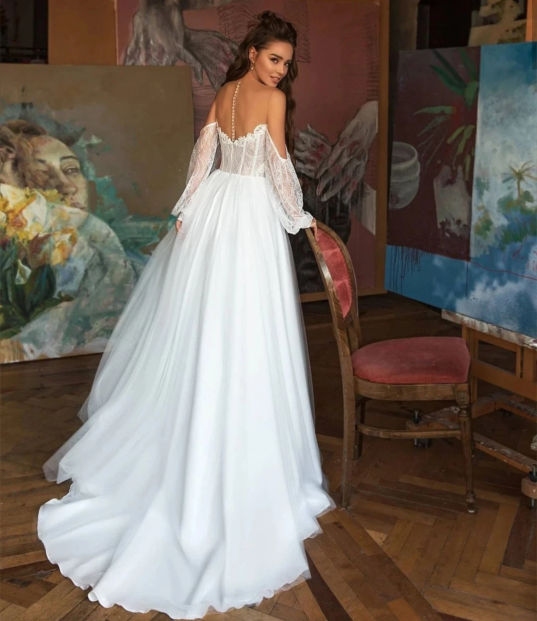 

Vintage Bohemia Wedding Dresses Off The Shoulder Bridal Robes 2024 Sweetheart A-Line Gowns Lace Appliques Vestidos De Novia 2023