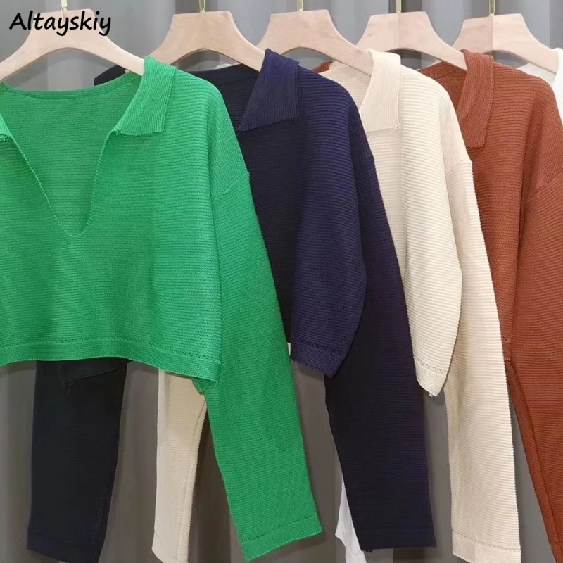 5 Colors Crop Knitted Pullovers Women V-neck Pure Vintage Simple Tender Korean Style Clothes Fashion Graceful Mujer All-match
5 Colors Crop Knitted Pullovers Women V-neck Pure Vintage Simple Tender Korean Style Clothes Fashion Graceful Mujer All-match