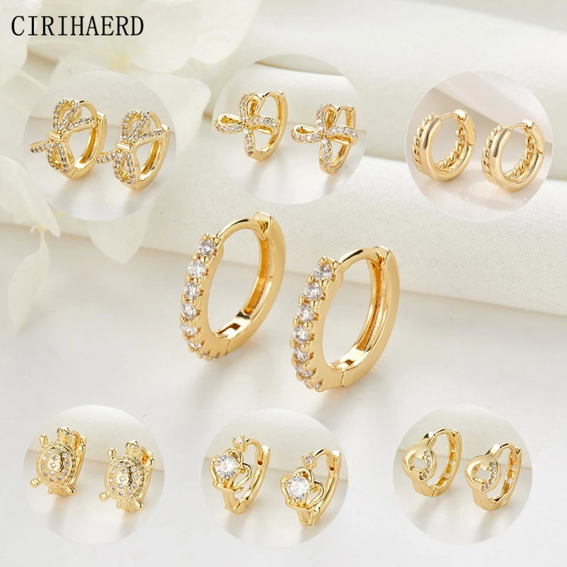 

New In Earring Fashion Luxury Jewelry 14K Gold Plated Inlaid Zircon Flower Earrings For Korean Women's Hoop Earrings Trend 2023