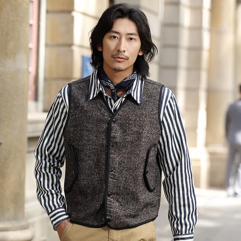 Tweed Wool Vest for Men Winter Retro AMEKAJI V-neck Tooling Plush Waistcoat Outdoor Travel Body Warmer Hiking Casual Clothing
Tweed Wool Vest for Men Winter Retro AMEKAJI V-neck Tooling Plush Waistcoat Outdoor Travel Body Warmer Hiking Casual Clothing