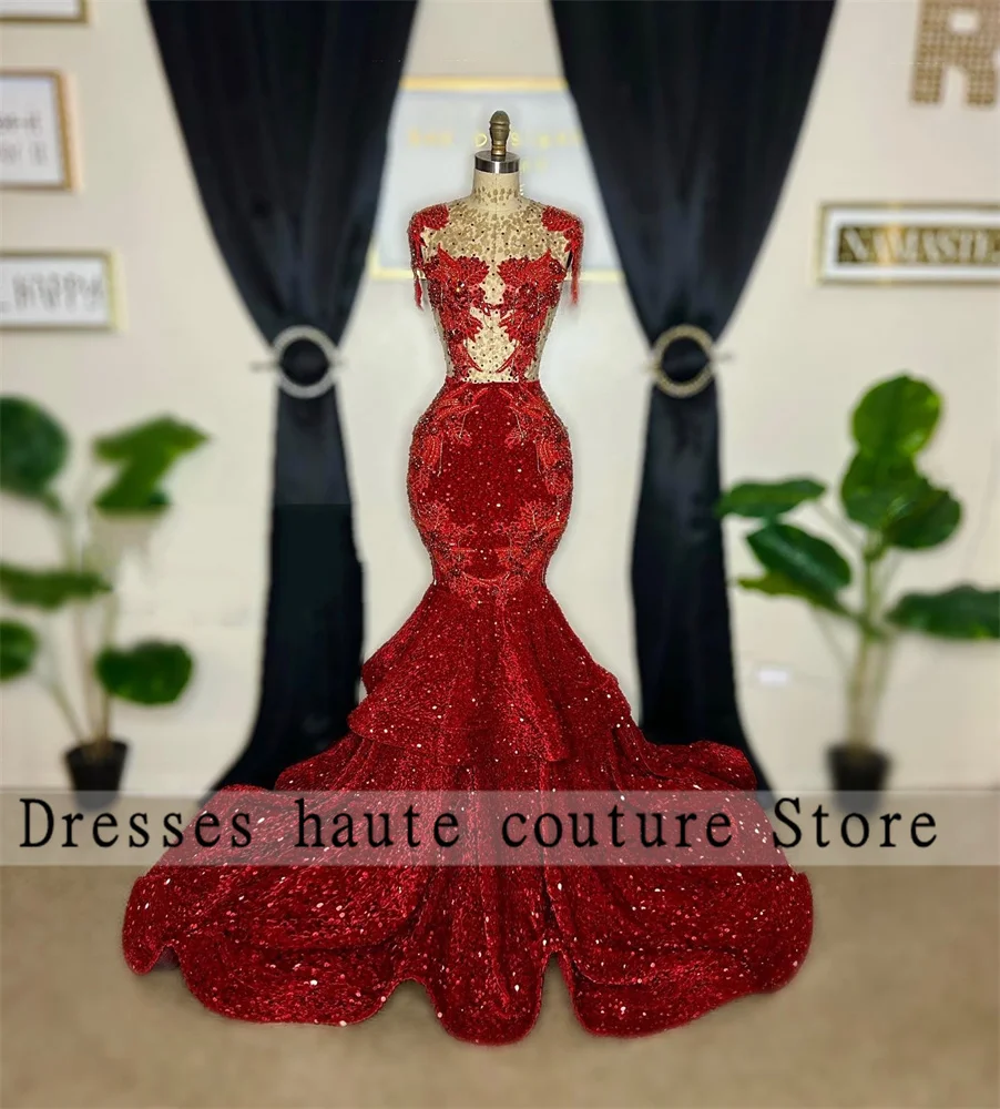 Red Mermaid Prom Dresses 2023 For Black Girls Luxury Beading Appliques Tassels Birthday Evening Dress Party Dress Robe De Bal
Red Mermaid Prom Dresses 2023 For Black Girls Luxury Beading Appliques Tassels Birthday Evening Dress Party Dress Robe De Bal
