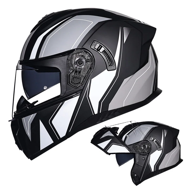 

Full Face Helmet Motorbike DOT Approved Daul Visor Flip Up Motorcycle Helmets Double Lens Adult Men Women Modular Four Seasons