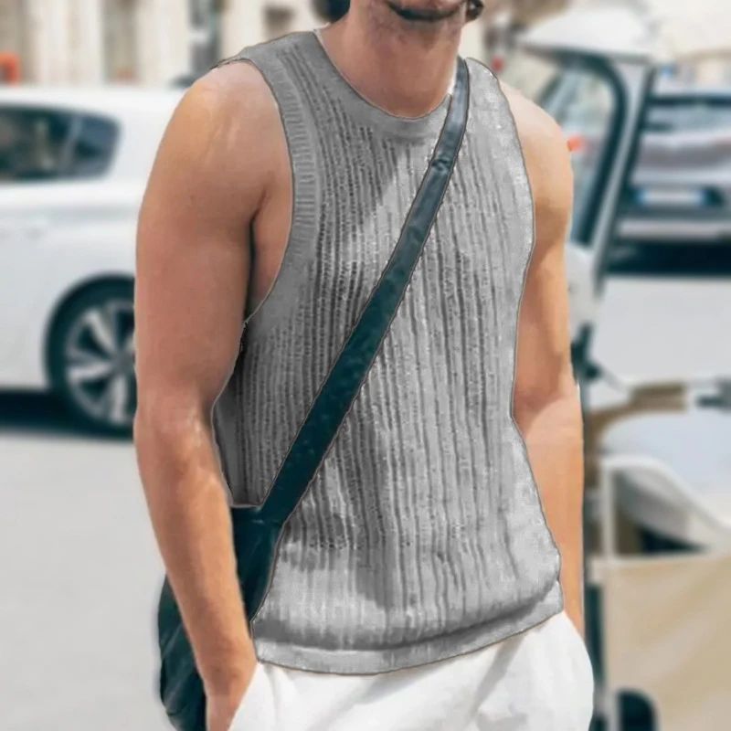 New Casual Mens Knit Tank Tops Summer Vintage Solid Color Hollow Out Breathable Vest Tops For Men Clothes Leisure Slim Camisoles
New Casual Mens Knit Tank Tops Summer Vintage Solid Color Hollow Out Breathable Vest Tops For Men Clothes Leisure Slim Camisoles