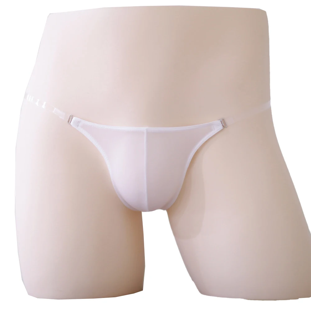 

Satin Men Smooth String Bulge Pouch Ice Silk Seamless Underwear Low Waist Swimwear Thong Panties Lingerie Elasticity Slips