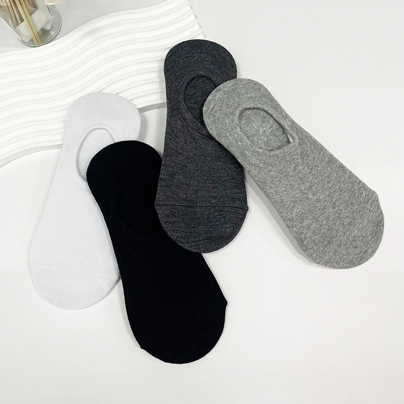 

10 Pairs Socks Men Short No Show Low Cut Ankle Cotton Thin Black White Multipack Non-slip Silicone Summer Breathable Invisible