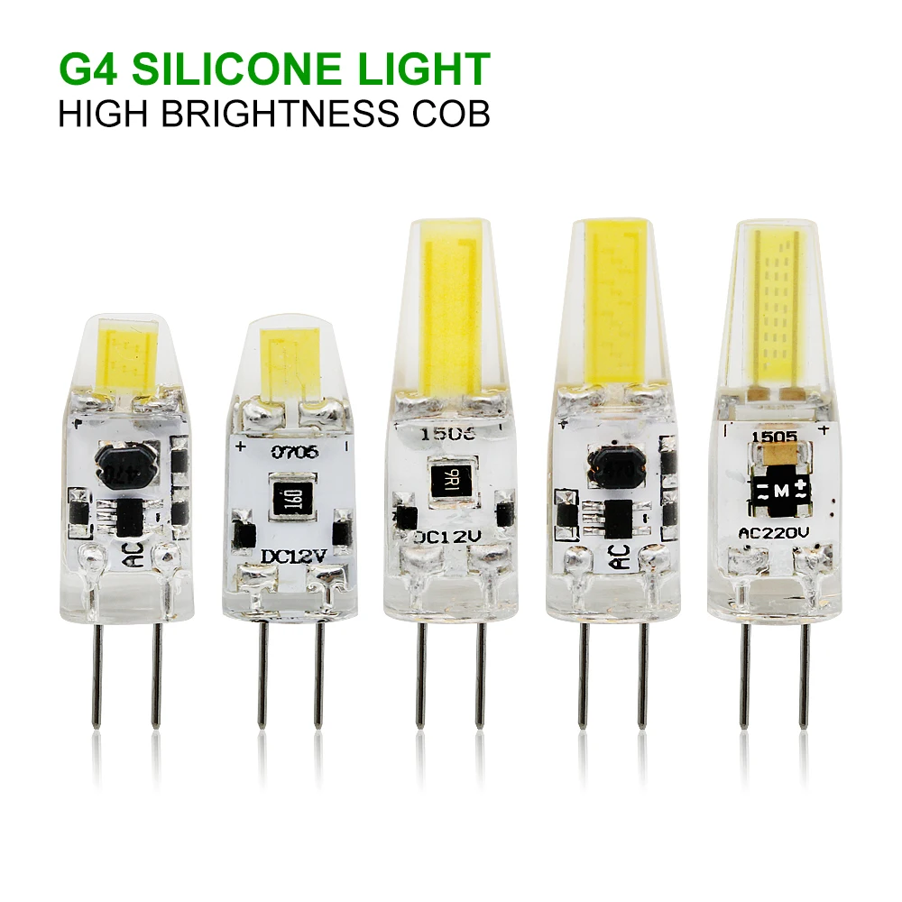 

10PCS G4 LED Lamp COB 1W 2W Bulb AC DC 12V 220V Spotlight Candle Silicone Lights Replace 20W Halogen for Home Chandelier Light