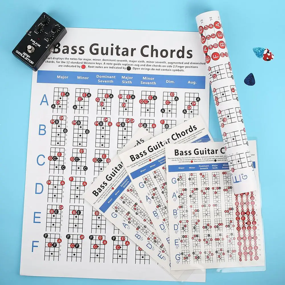 

Bass Guitar Chord Chart Educational Chord Diagram Practice Music Graphic Reference Posters for Teachers Students 21x28cm/41x57cm