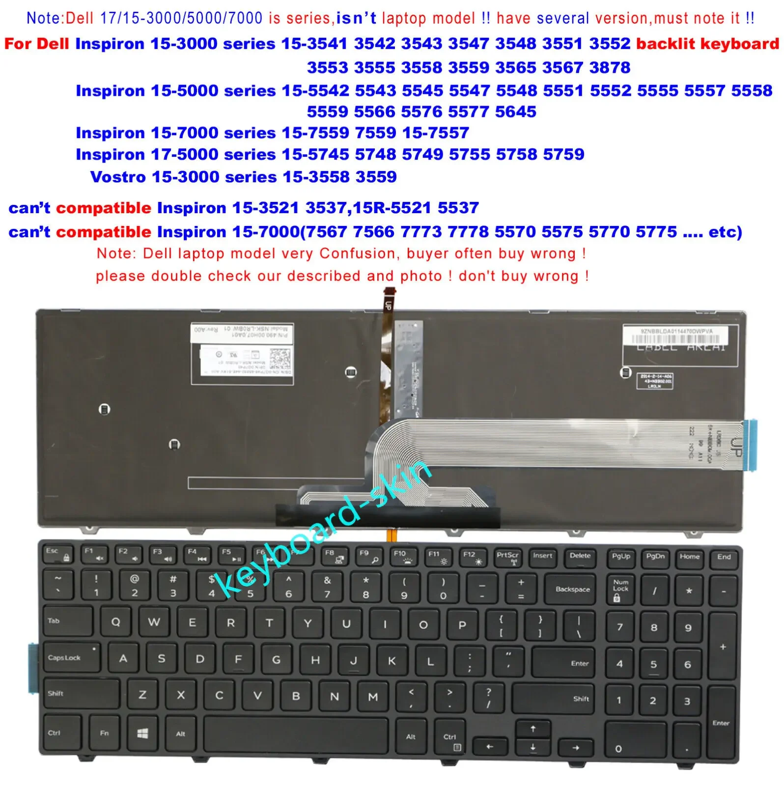 

New US Backlit Keyboard for Dell 15-5000 series 5542 5543 5545 5547 5548 5551 5552 5555 5557 5558 5559 5566 5576 5577 5645laptop