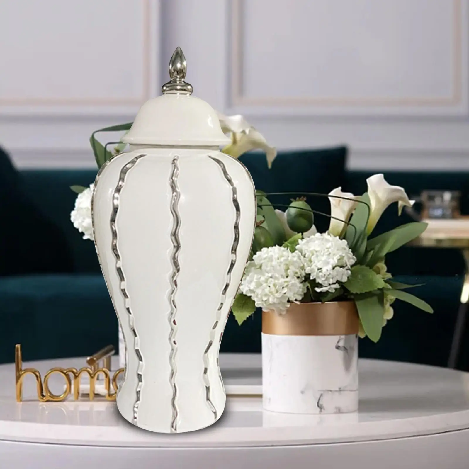 

Фарфоровая банка имбиря, эстетическая Цветочная композиция, керамическая Цветочная ваза с крышкой для спальни, дома, гостиной, стола, свадьбы