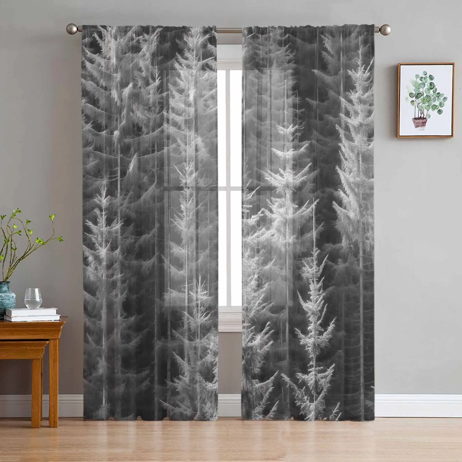 

Wallpaper Forest Tree Autumn Curtain For Living Room Bedroom Kitchen Window Tulle Curtains Home Essentials
