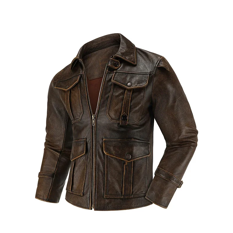 New Top-Layer Cowhide Leather Jacket Men's Four Seasons Motorcycle Slim-Fit Lapel Multi-Pocket
New Top-Layer Cowhide Leather Jacket Men's Four Seasons Motorcycle Slim-Fit Lapel Multi-Pocket