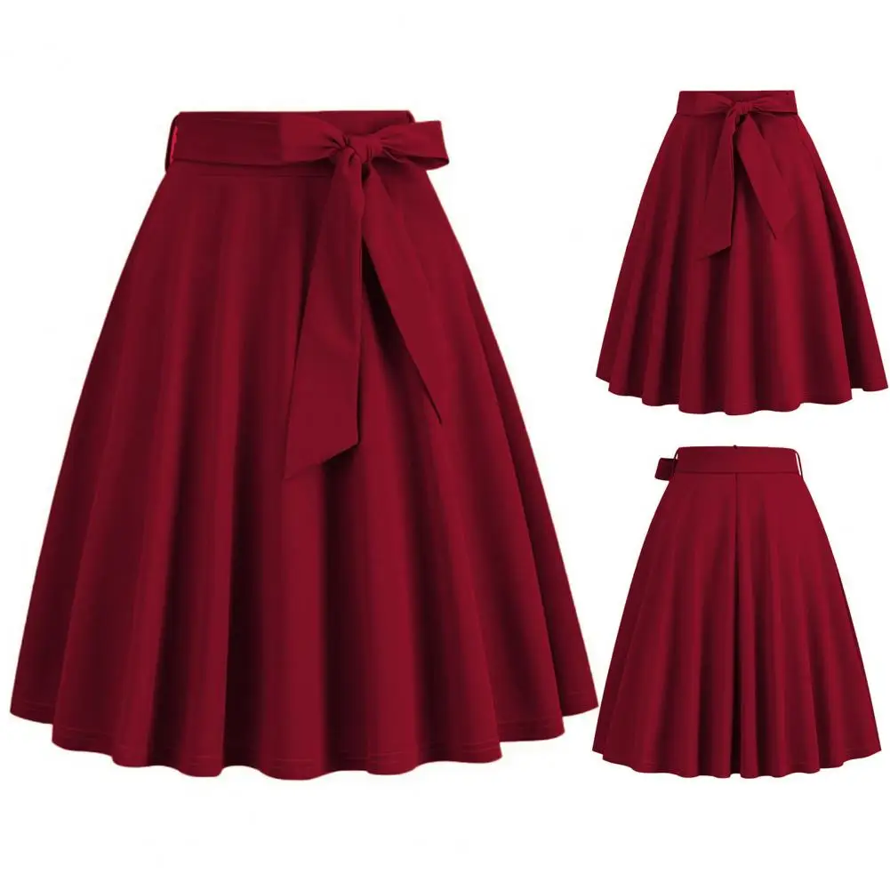 

High-waisted Skirt Elegant A-line Midi Skirt with Belted Tight Waist Soft Ruffle Detail for Summer Dating Parties Flared Midi