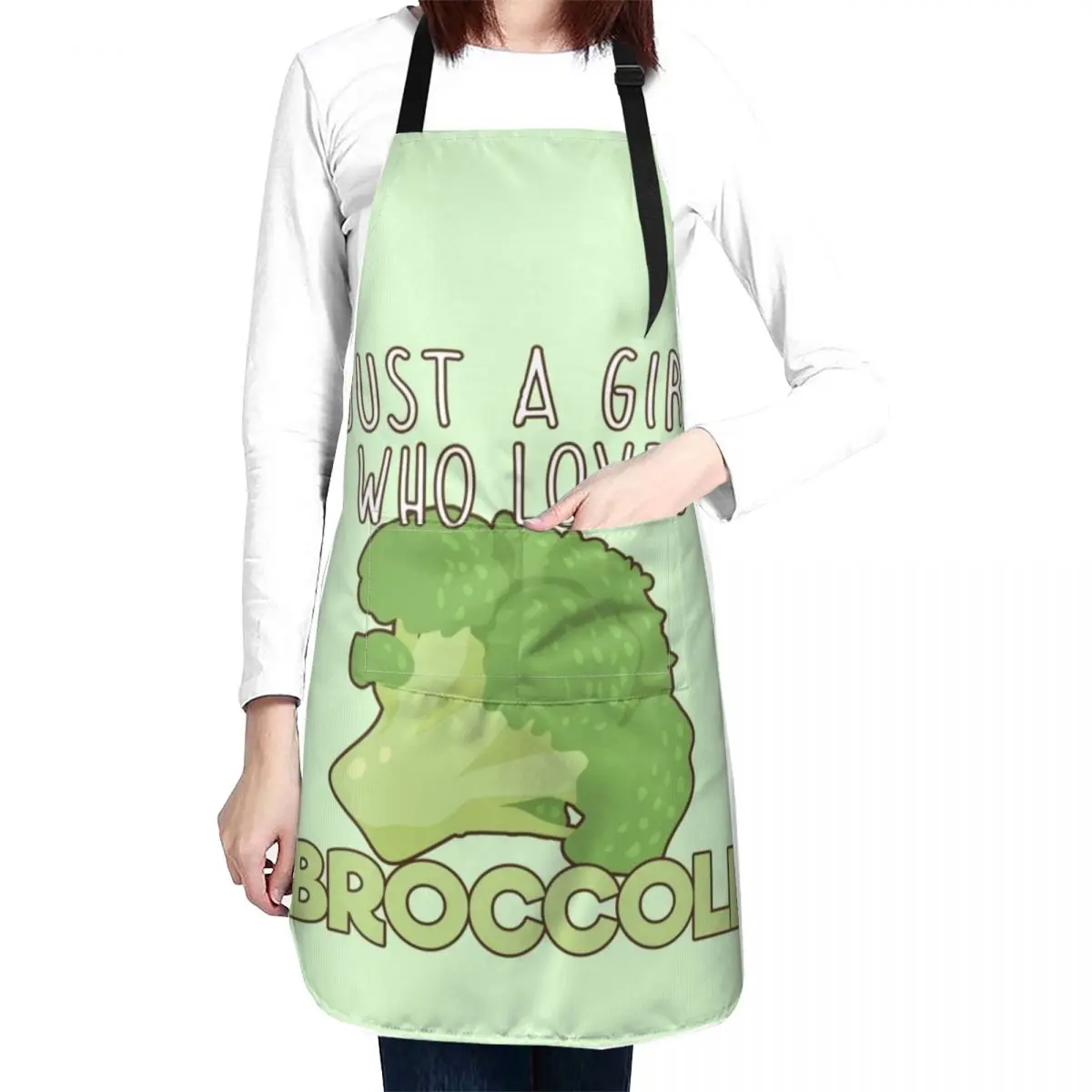 

Just A Girl Who Loves Broccoli. Apron women's work apron kitchen gadgets nail tech supplies Long Apron