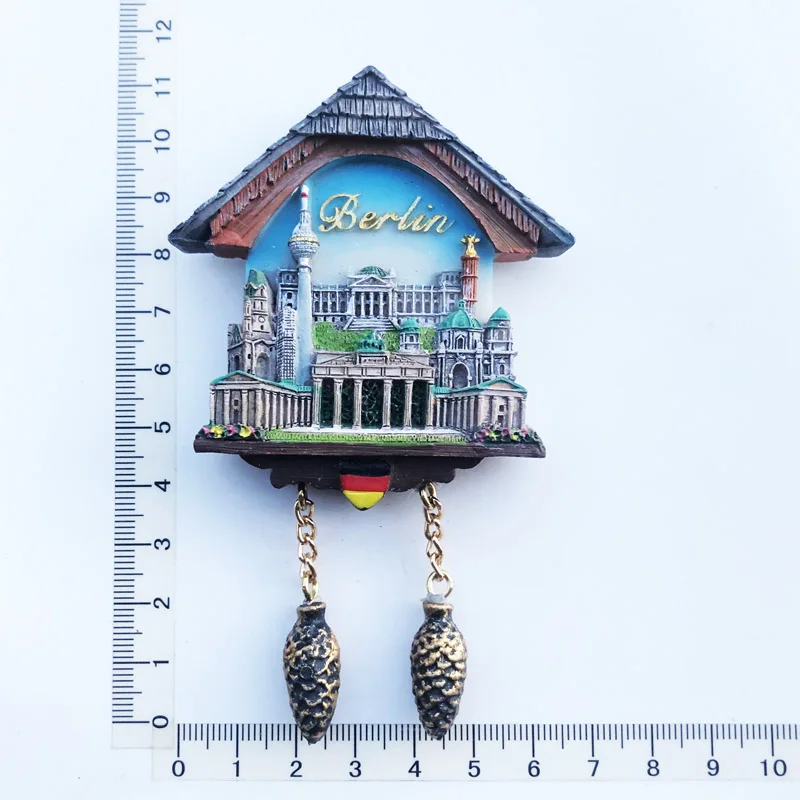 

New German Fashion Wall Clock Fridge Magnet Crafts Cultural Flavor Message Stickers Resin Tourism Souvenir Decoration