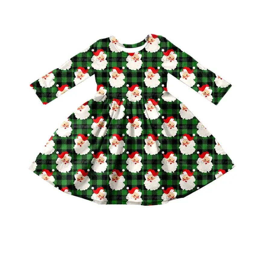 Best Selling Christmas Kids Wear Cute Santa Green Plaid Girls Long Sleeve Knee Length Dress
Best Selling Christmas Kids Wear Cute Santa Green Plaid Girls Long Sleeve Knee Length Dress