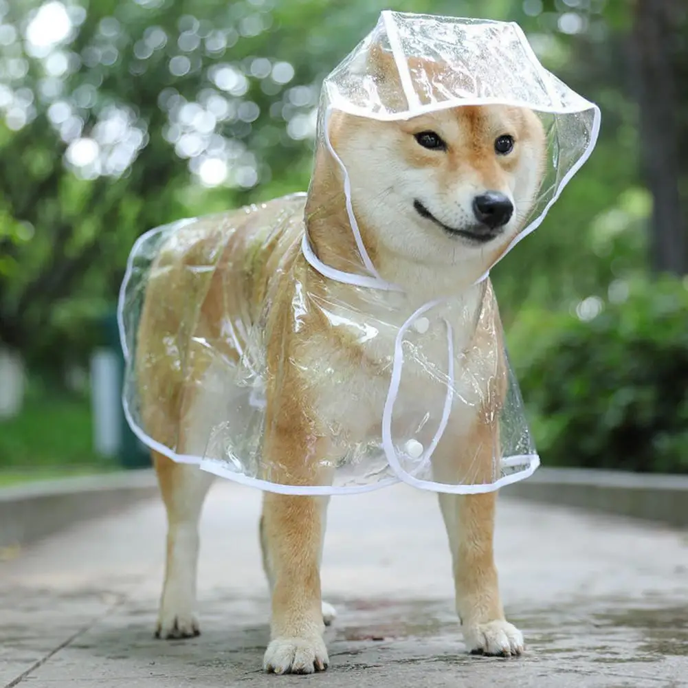 

Pet Raincoat Transparent Snap Button Design Hooded Minimalistic Adjustable Windproof Soft Dog Rainwear Pet Rain Gear Rain Supply