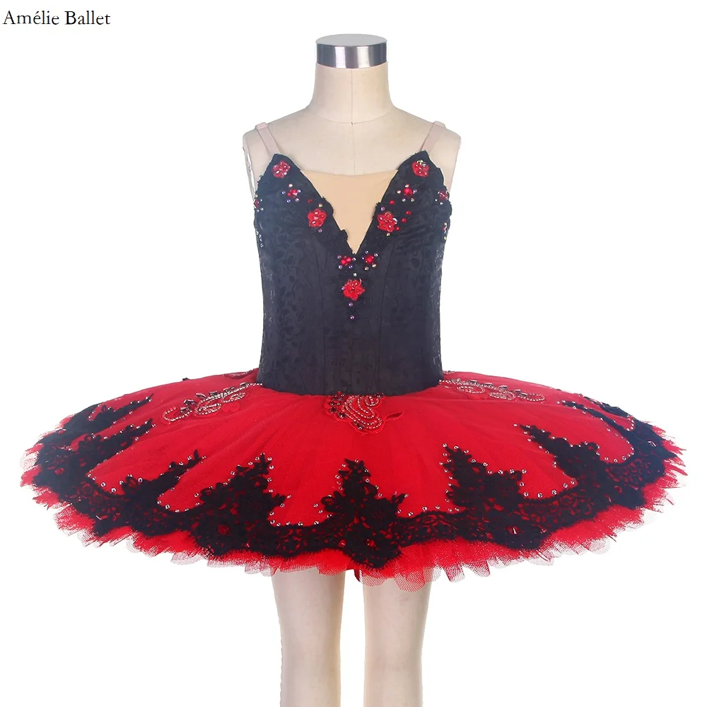 

B22008 Black & Red Professional Pancake Tutu Girl & Women Ballet Costume Dance Tutu For Ballet Competition Or Dance Performance