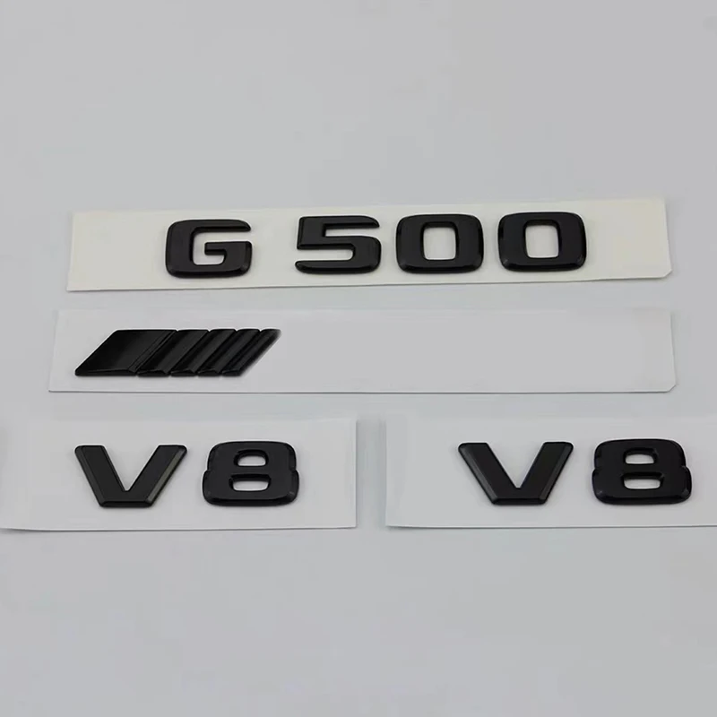 

3d ABS Glossy Black Letters Car Accessories Rear Trunk Badge Sticker G 500 V8 Emblem Logo For Mercedes G500 AMG W463 W464