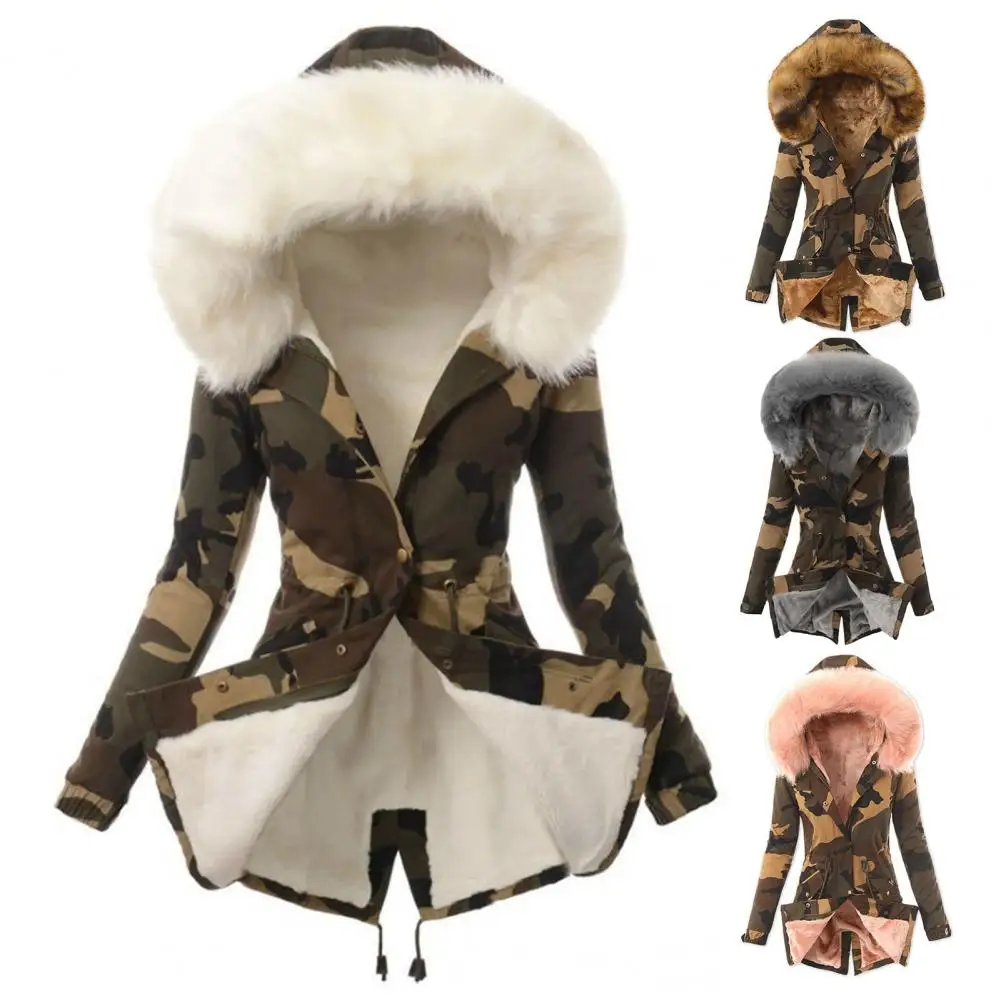 Women Coat Super Soft Cotton Coat Waist Tight Windproof Classic Fleece Lined Camouflage Print Winter Jacket
Women Coat Super Soft Cotton Coat Waist Tight Windproof Classic Fleece Lined Camouflage Print Winter Jacket
