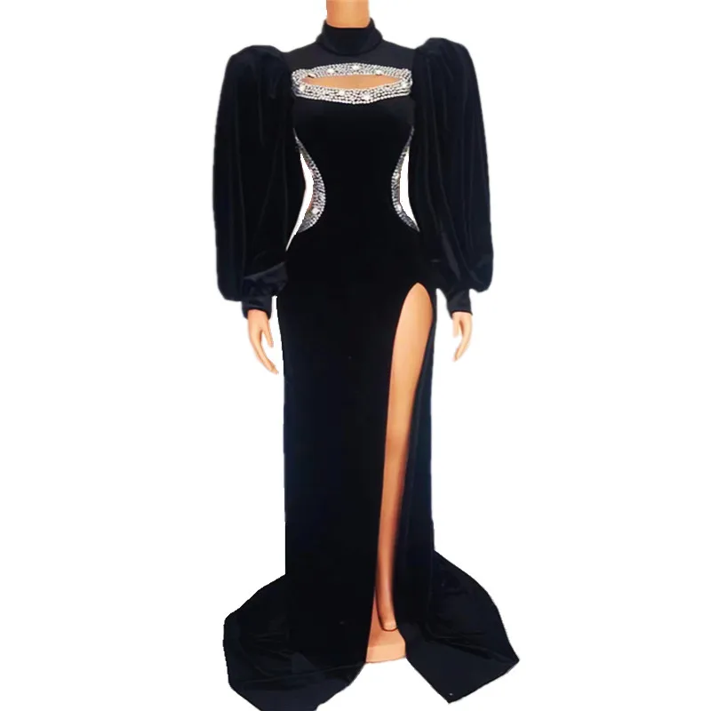 Evening Party Model Catwalk Black Velvet Split Trailing Floor-length Dresses Singer Concert Performance Stage Drag Queen Costume
Evening Party Model Catwalk Black Velvet Split Trailing Floor-length Dresses Singer Concert Performance Stage Drag Queen Costume