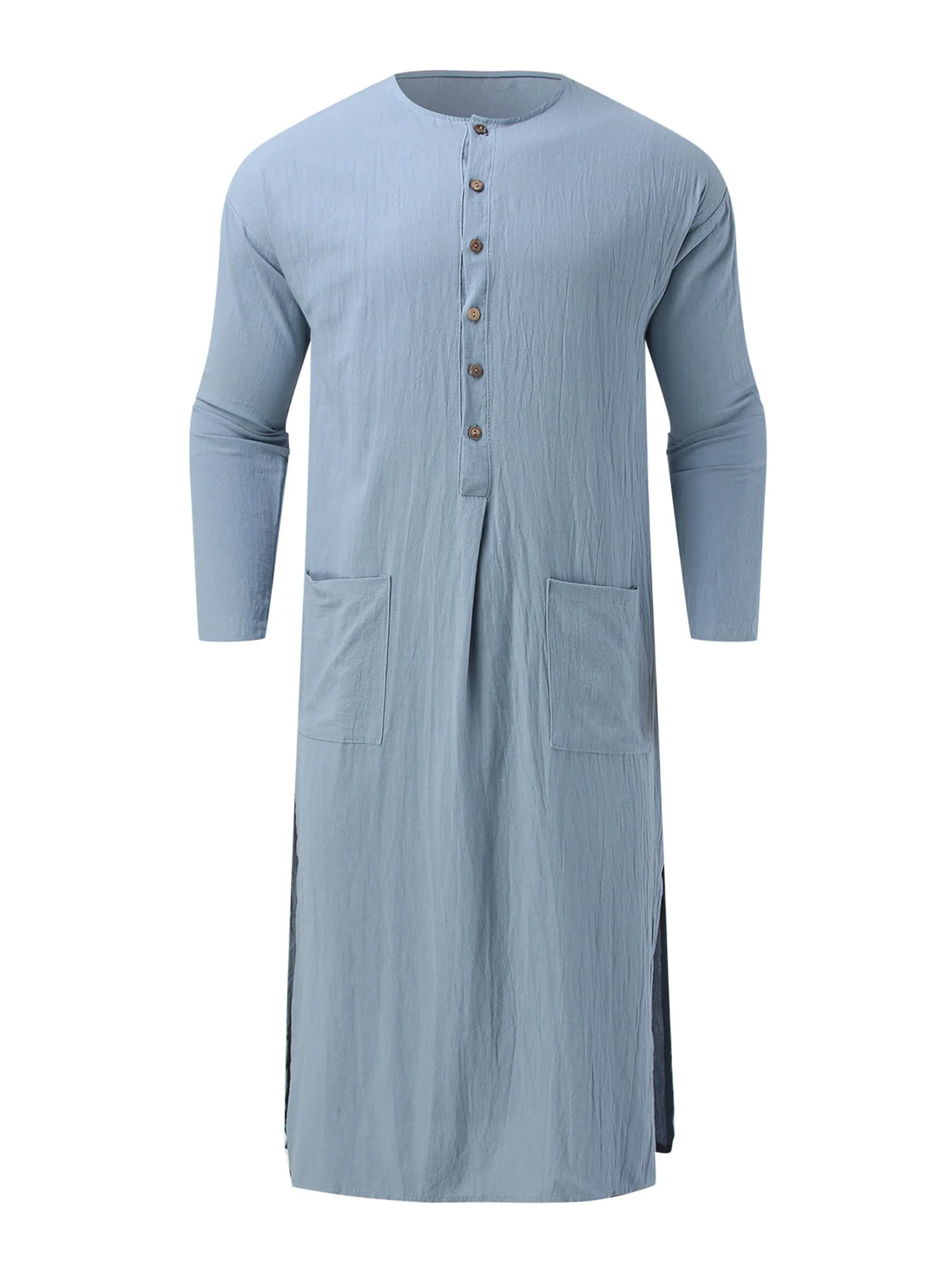 

Мужской исламский наряд, традиционный арабский халат с длинными рукавами и пуговицами спереди и удобным карманом, аутентичная Арабская одежда