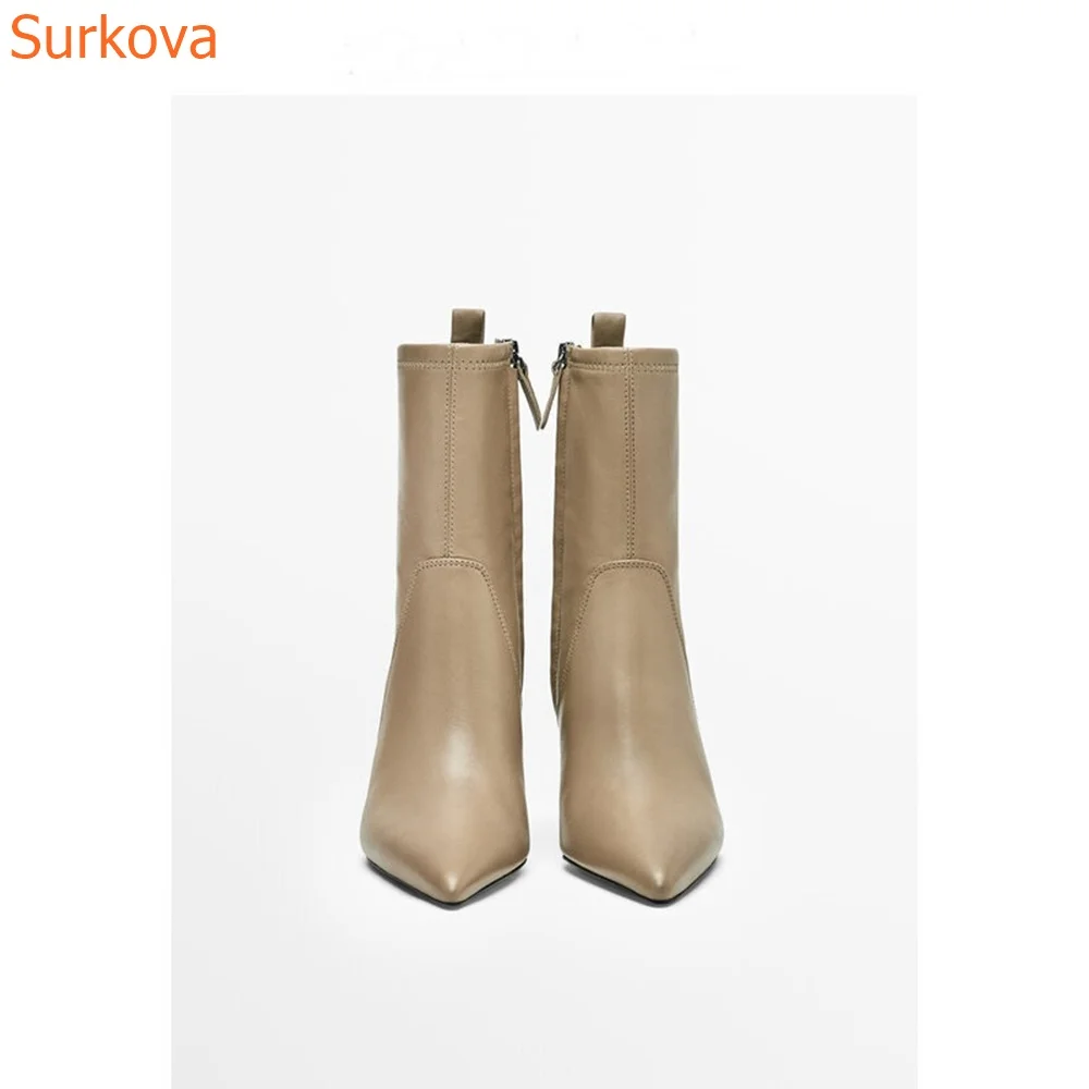 Camel Leather Pointed Toe Women Boots Autumn New Arrivals High Heels Stiletto Heel Ankle Boots Side Zipper Fashion Office Shoes
Camel Leather Pointed Toe Women Boots Autumn New Arrivals High Heels Stiletto Heel Ankle Boots Side Zipper Fashion Office Shoes