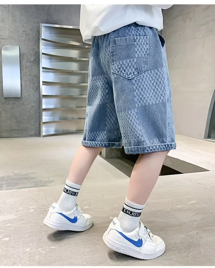 Boys Checker Print Casual Jeans Shorts Elastic Waist Denim Trousers Children Short Pants Sport Clothing Outwear Beach Shorts
Boys Checker Print Casual Jeans Shorts Elastic Waist Denim Trousers Children Short Pants Sport Clothing Outwear Beach Shorts