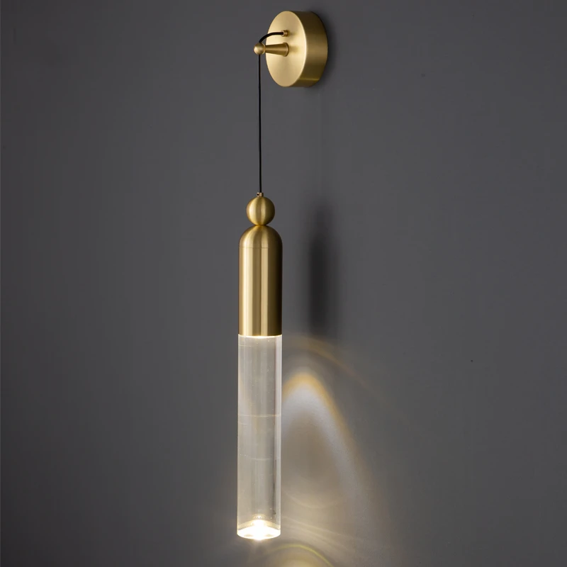 

Новинка 2023, популярная простая декоративная настенная лампа из твердой латуни, меди, золота, черного цвета со светодиодным стеклом и кристаллами для гостиной, гостиницы
