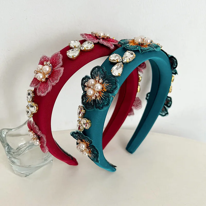 

Wide Sponge Designer Rhinestone Hair Scarf Band Hairband for Women Girl Korea Headbands Fashion Accessories