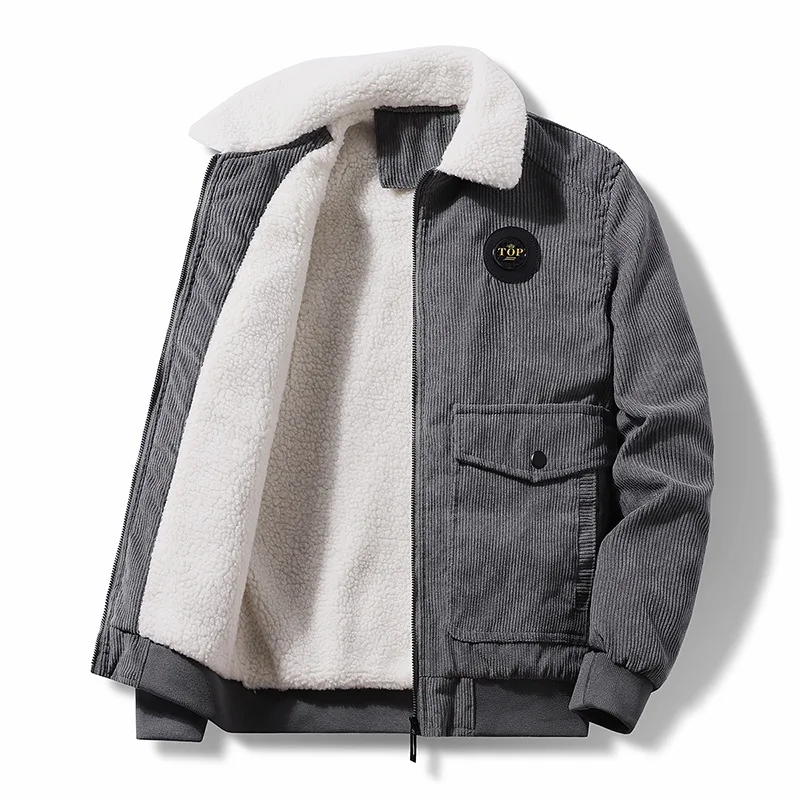 

Winter new plus size corduroy men's jacket 8XL 7XL 6XL 5XL fashion plus size loose plus velvet thick warm lapel cardigan jacket