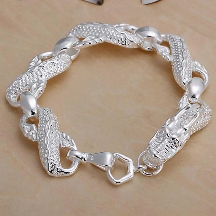 

Wholesale hot men women chain 925 Stamp silver bracelets noble Dragon party fashion jewelry Christmas gifts