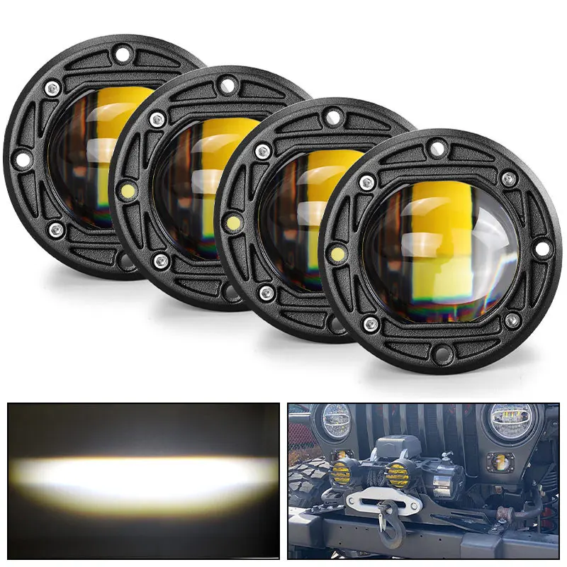 

4pcs 3 inch 8D LED Work Light White Yellow Driving Light Round Sqaure Spotlight Fog Light For Car Truck ATV Trailer Tractor SUV