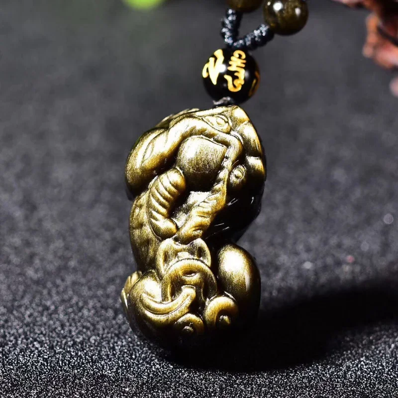 Natural Gold Obsidian Hand Carved Pixiu Jade Pendant Fashion Boutique Jewelry Men and Women's Beast Necklace
Natural Gold Obsidian Hand Carved Pixiu Jade Pendant Fashion Boutique Jewelry Men and Women's Beast Necklace