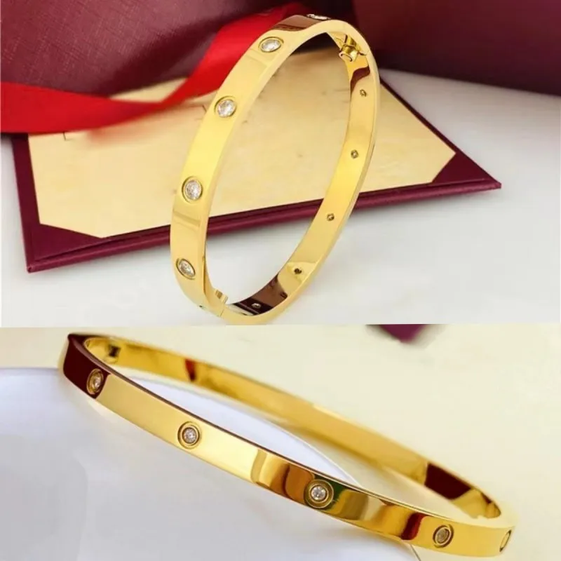 

Classic Gold Plated Stainless Steel Women's Luxury Love Bracelet High Quality Diamond Never Fading Jewelry Men's Exquisite Gift