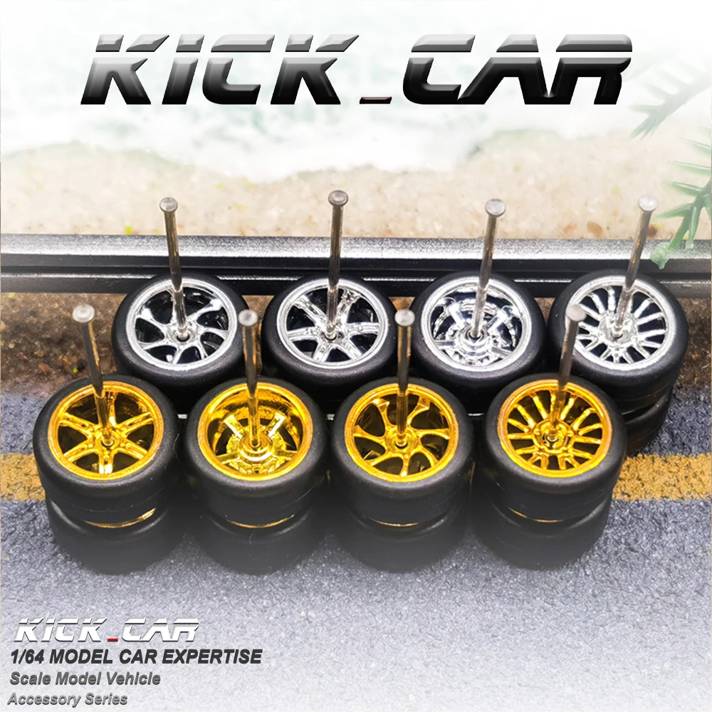 

Электропокрытые колеса Kickcar 1/64 диаметром 10,8 мм, резиновые спицы, детали, модифицированный комплект для 1:64, фотоигрушка для автомобиля