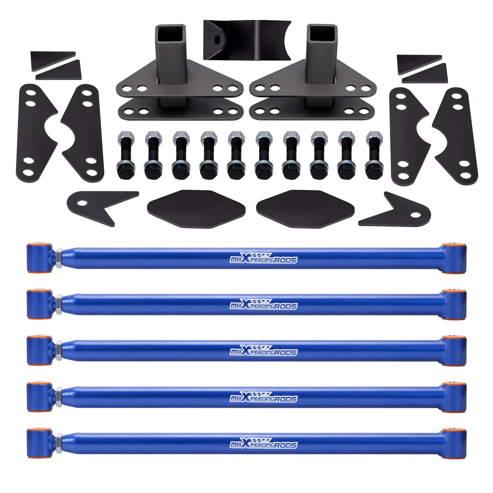 

Universal Rear Weld On 4 Link Suspension Lift Kit For Truck Classic Car Air Ride Heavy Duty 24" Steel Bars Blue