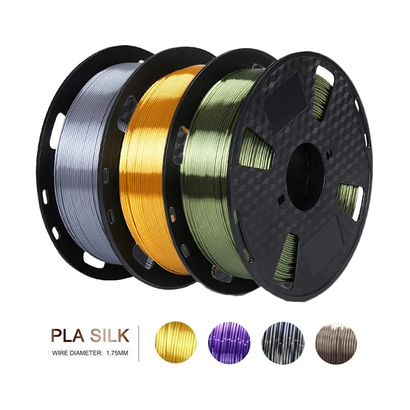 

Silk Filament PLA 1.75mm 3D Printer PLA Filament 1kg 500g 250g 3D Printing Material Shiny Filament Gold Black Silver Multipack