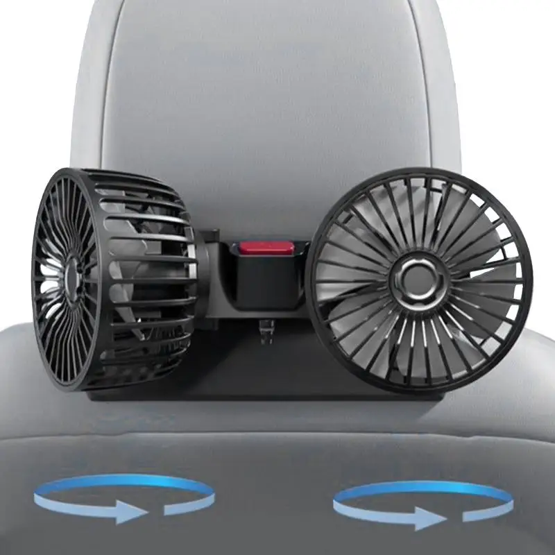 

Backseat Car Fan 360 Degree Rotatable Dual Head Car Seat Fan 3 Speeds Air Circulation Fan For SUV RV Vehicles Auto Cooling Fan