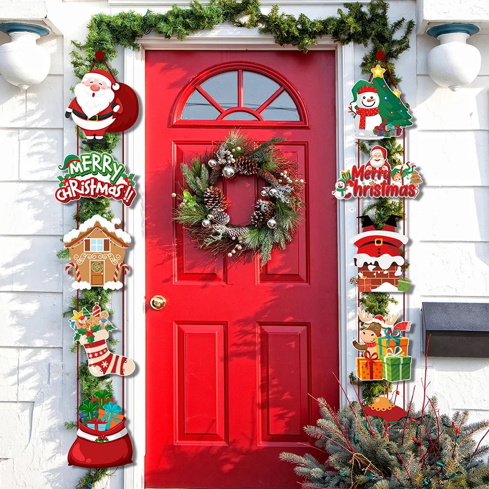 

Подвеска на дверь Рождественская баннер Санта-Клаус Снеговик парное Рождественское украшение для дома двор входная дверь Рождественский Декор для вечеринки