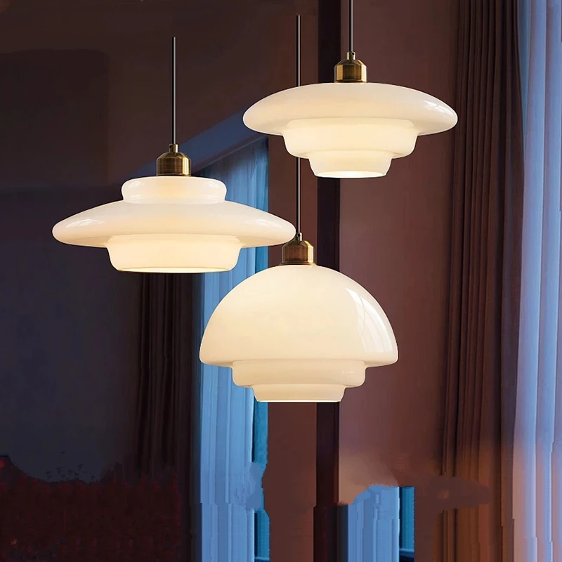 

Современные подвесные светильники из кремового стекла для гостиной, скандинавский светодиодный подвесной светильник, кухонная, столовая, спальня, бар, лофт, домашний декор, светильник