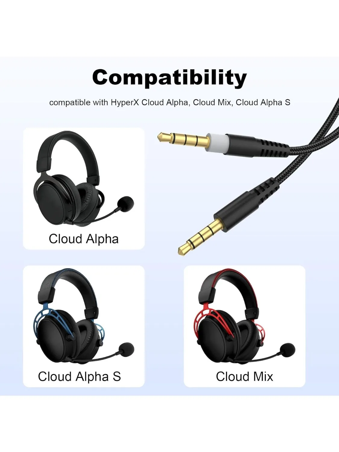 Nylon Braided Replacement Aux 3.5mm Cable Extension Cord for for HyperX Cloud Mix for Alpha S Gaming Headsets Cable Nylon Braided Replacement Aux 3.5mm Cable Extension Cord for for HyperX Cloud Mix for Alpha S Gaming Headsets Cable