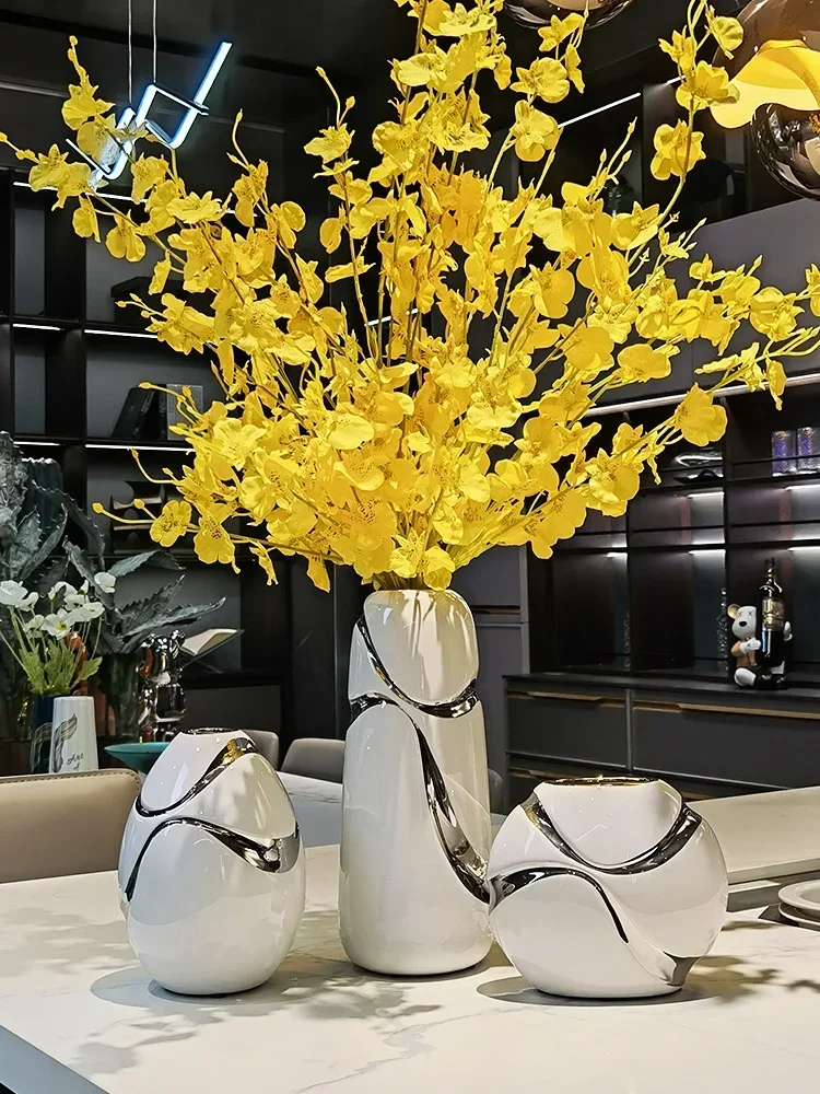 

Роскошное Современное украшение для вазы, украшение для гостиной с поднятыми цветами, Цветочная композиция, высококачественный обеденный стол, поделки для ТВ, кабинета