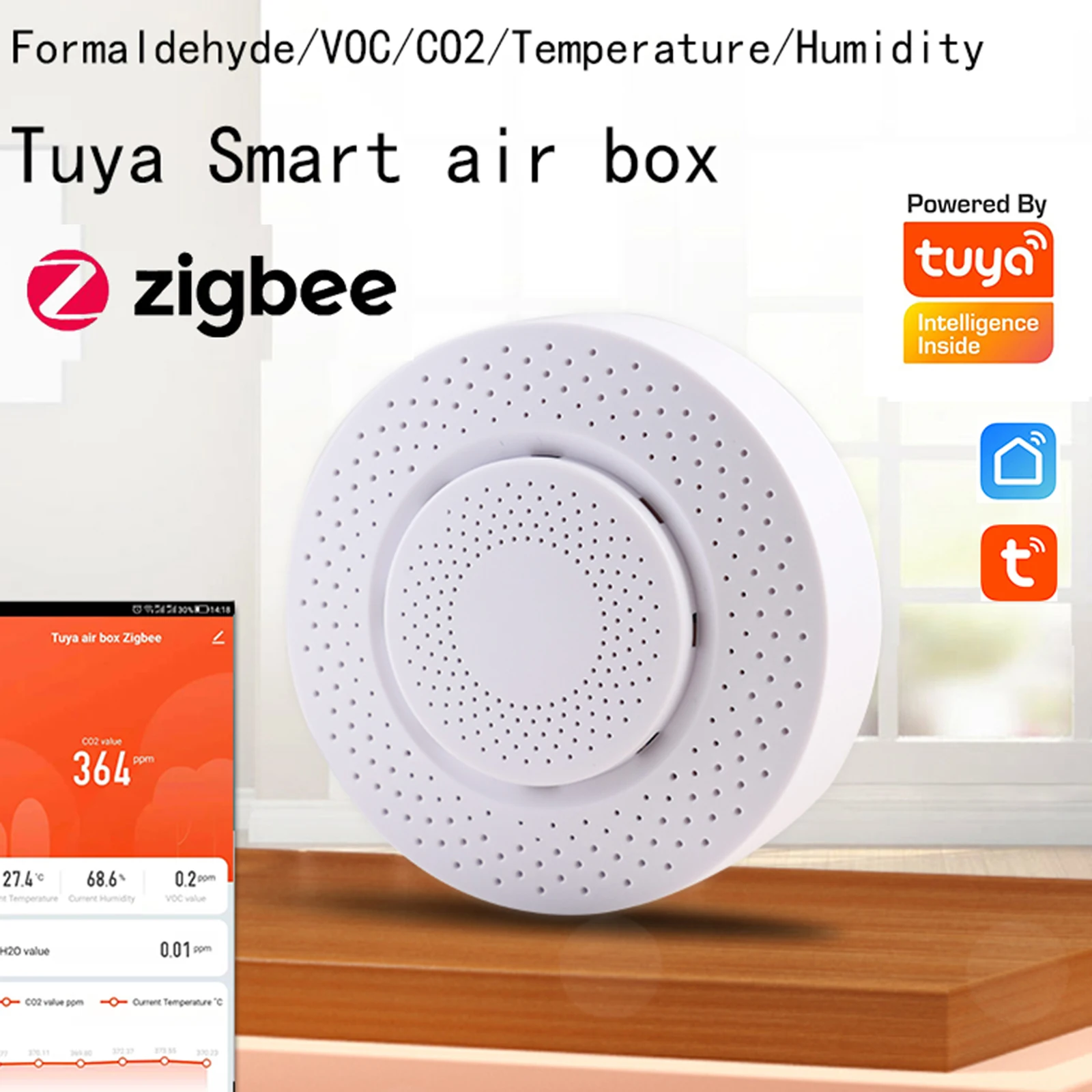 Воздушный ящик Tuya для ZigBee, детектор температуры и влажности воздуха, формальдегида, CO2
Воздушный ящик Tuya для ZigBee, детектор температуры и влажности воздуха, формальдегида, CO2