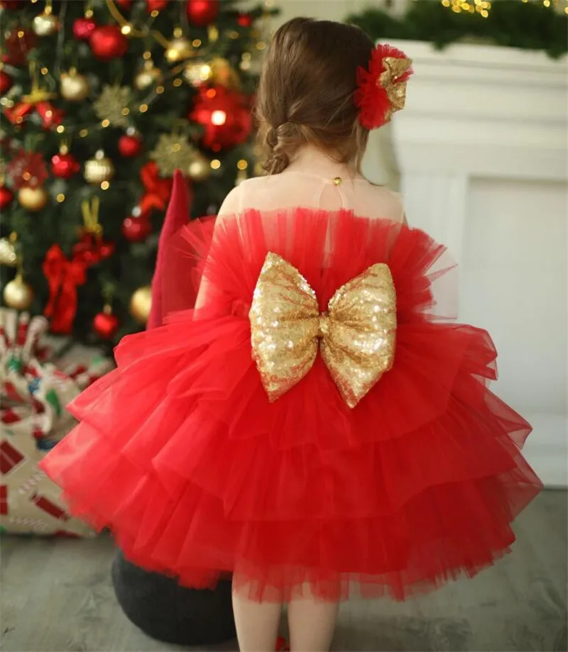 Red Flower Girl Dress Layers Tulle Puffy Princess Girl Dress with Gold Sequined Bow Child Party Birthday Dresses Gown
Red Flower Girl Dress Layers Tulle Puffy Princess Girl Dress with Gold Sequined Bow Child Party Birthday Dresses Gown